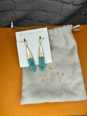 Kendra Scott Freida Linear Gold & Dark Teal Linear Earrings